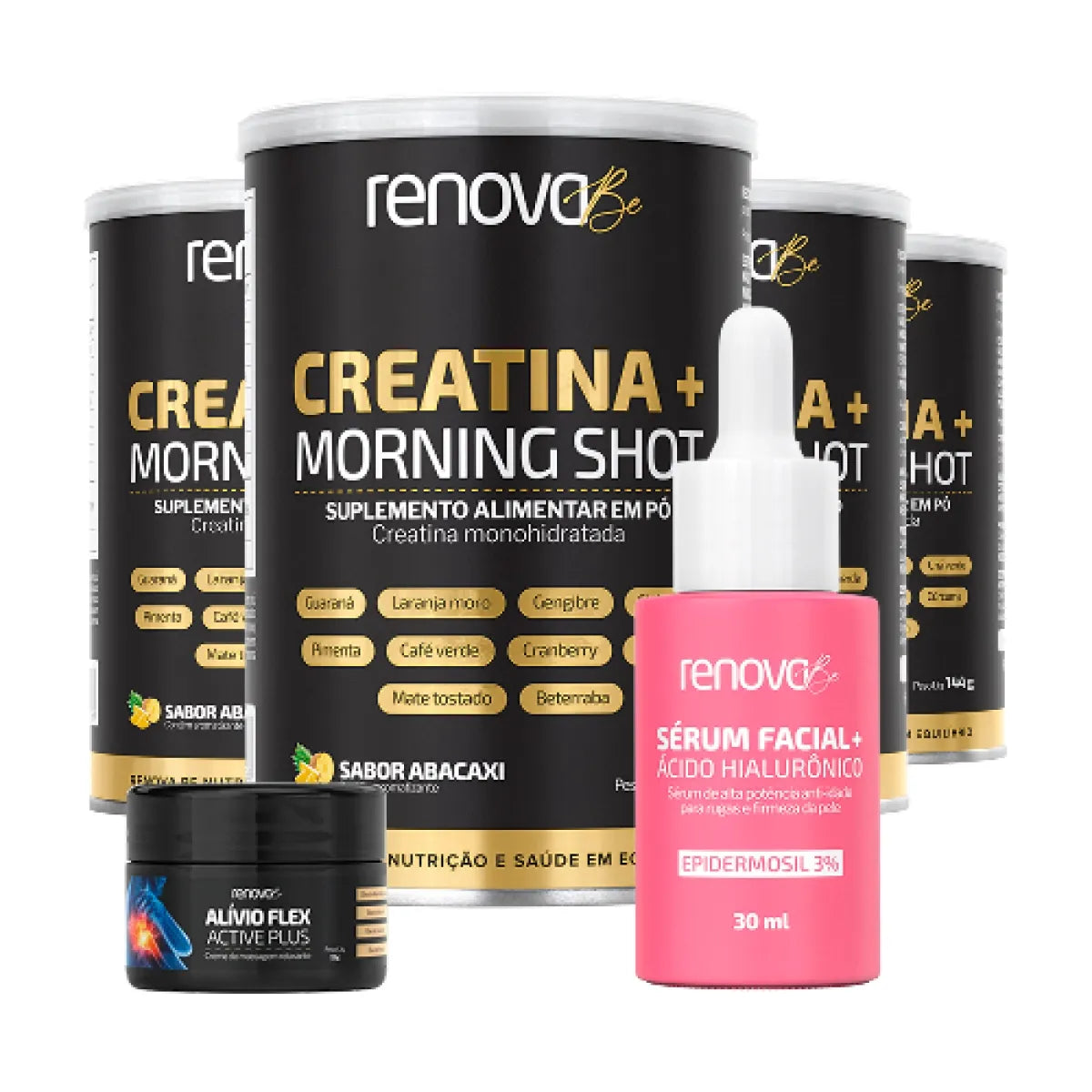 4 Creatina Morning Shot + 1 Balm de Dores + Máscara