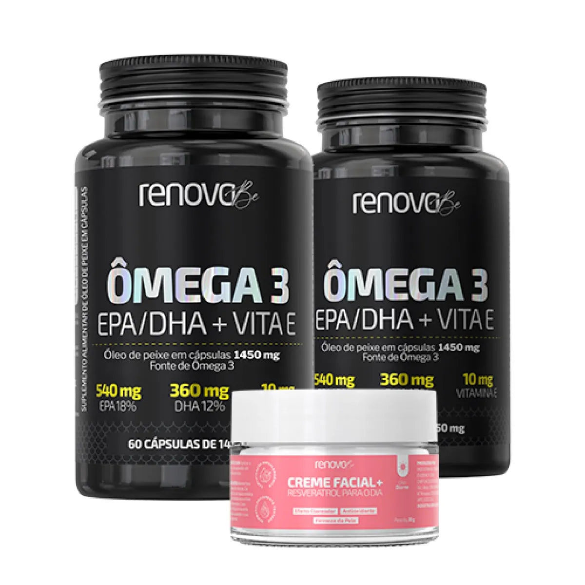 2 Ômega 3 EPA/DHA com Vitamina E + 1 Creme Retinol