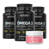 3 Ômega 3 EPA/DHA com Vitamina E + 1 Creme Retinol