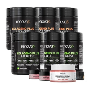 6 Colágeno Plus Lac & Gest para gestantes e lactantes + 2 Cremes Faciais + 1 Hid Labial + 1 Máscara + 1 Balm de Dores