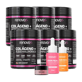 6 Colágeno Verisol® com Ácido Hialurônico + 1 Hid. Labial + Crema Retinol + Sérum Facial