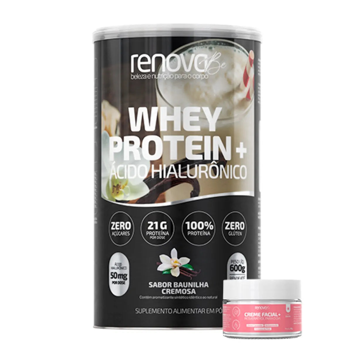 2 Whey Protein com Ácido Hialurônico + Hidratante Labial