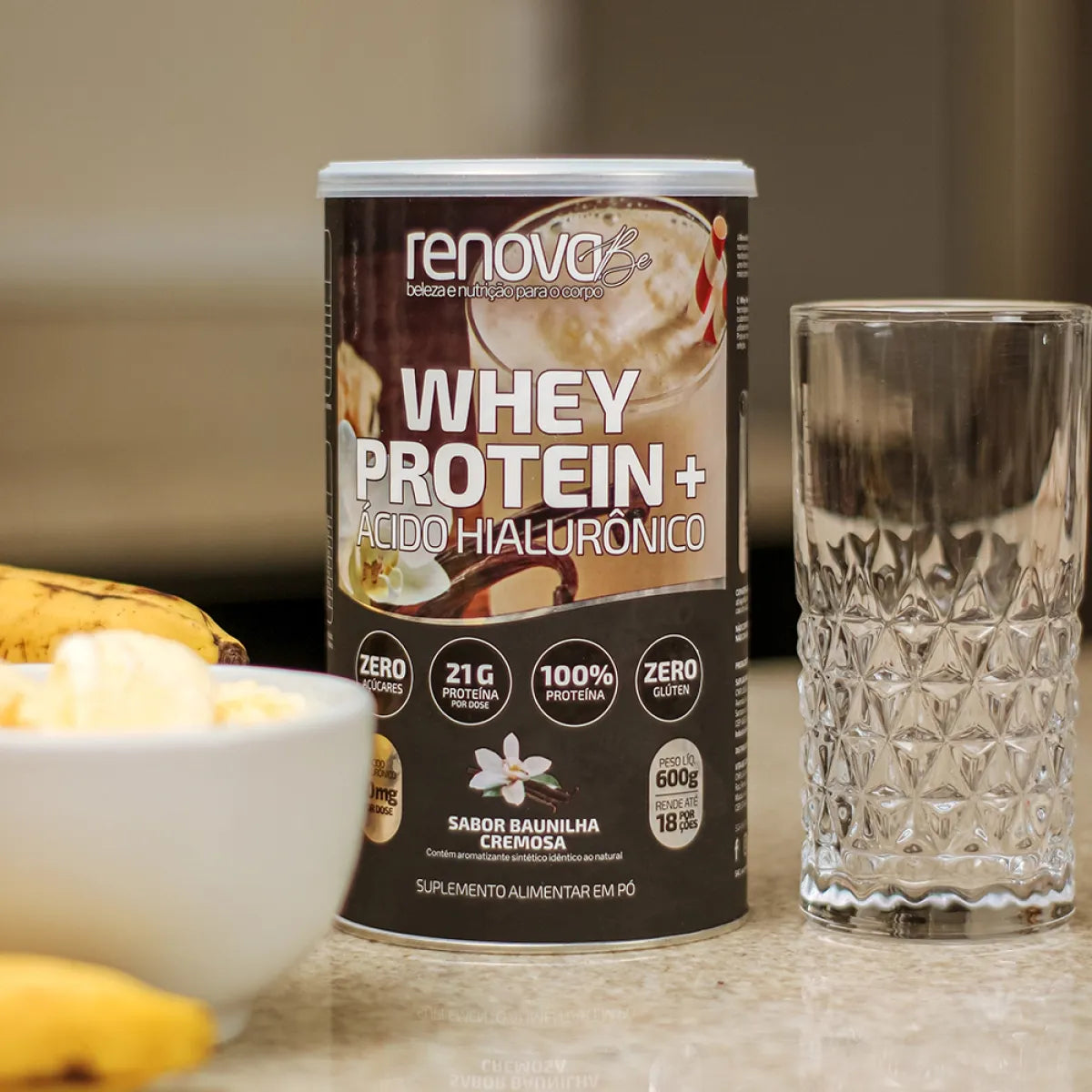 Whey Protein com Ácido Hialurônico + Hidratante Labial